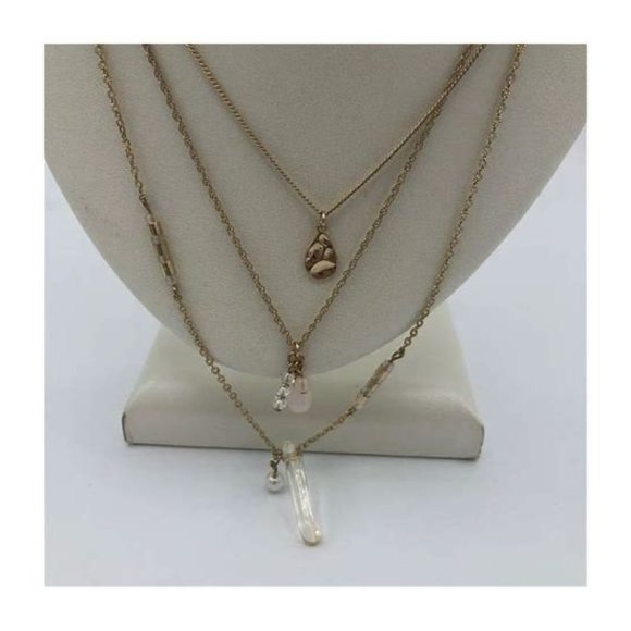 Aqua Jewelry 'christie' Gold-tone Triple Layer Pendant Necklace - Picture 2 of 5